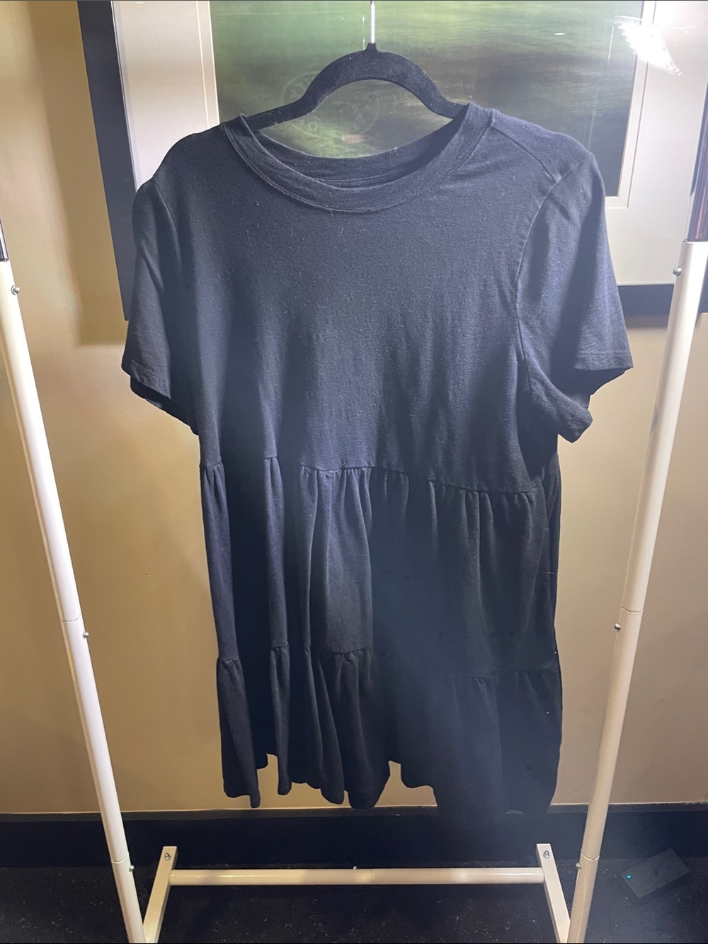 Old Navy. L. Tiered Short Sleeve Babydoll Dress - Black